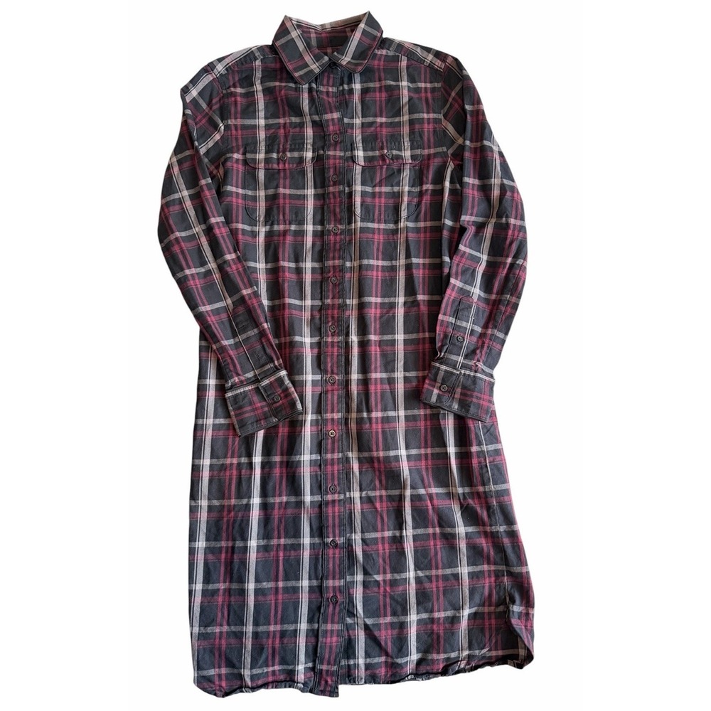 Lauren Ralph Lauren Plaid Shirt Dress Women's Size 4 Black Pink Long Sleeve